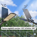 CORP STRADAL PANOU SOLAR 6W REGLABIL 6500k BAT 5000mAh 330x165x60mm - 50W - imagine 2