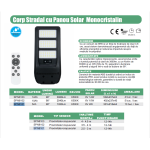 Corp Stradal cu sensor de miscare,panou solar monocristalin integrat si telecomanda - 150W/6500k - imagine 2