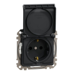 Priza simpla cu impamantare si capac gri antracit Sedna Design Schneider SDD214023