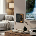 Priza TV Negru cu Rama din Sticla - imagine 3