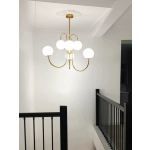 Lustra Suspendata Metal/Sticla 6xE27 Auriu