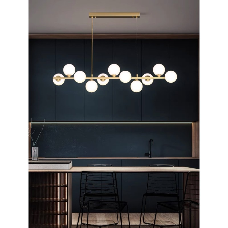 5197.png Lustra LED Gold cu 11 Glob Alb Mat Dulie G9 Inaltime Reglabila Becurile Nu Sunt Incluse - imagine 1