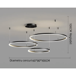 Lustra LED Culoare Maro Inchis 3cecuri 80cm+60cm+40cm cu Telecomanda wifi  2.4G lumina/rece/calda/neutra intensitate reglabila - imagine 2