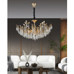Candelaburu Cristal D85cm Auriu Moderna 8xE14 - imagine 2
