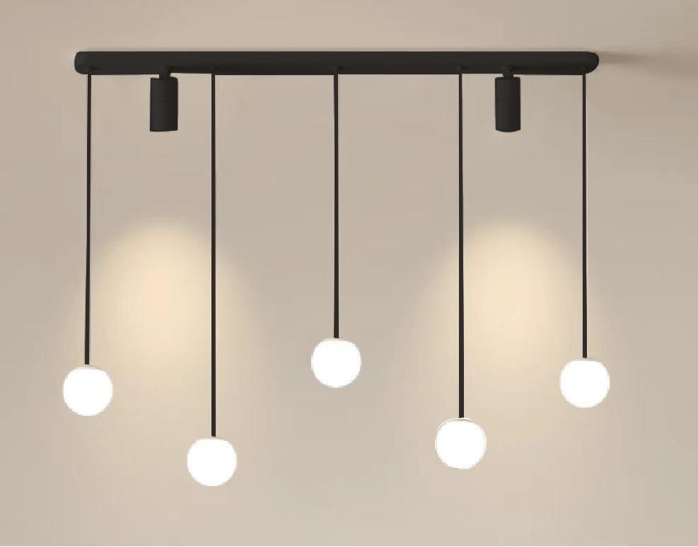 8867.jpg Lampa Suspendata Negru LED Cu 5 Glob Alb Mat 56w Cu Telecomanda - imagine 1
